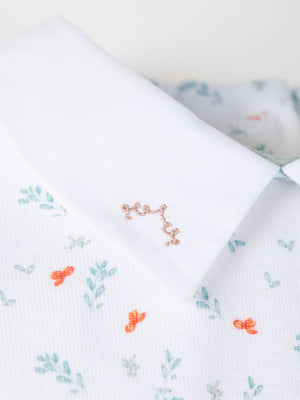 AOP SHORT SLEEVE BODYSUIT WITH PURE WHITE TWIG PRINT