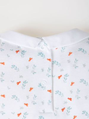 AOP SHORT SLEEVE BODYSUIT WITH PURE WHITE TWIG PRINT