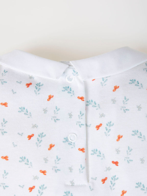 AOP SHORT SLEEVE BODYSUIT WITH PURE WHITE TWIG PRINT