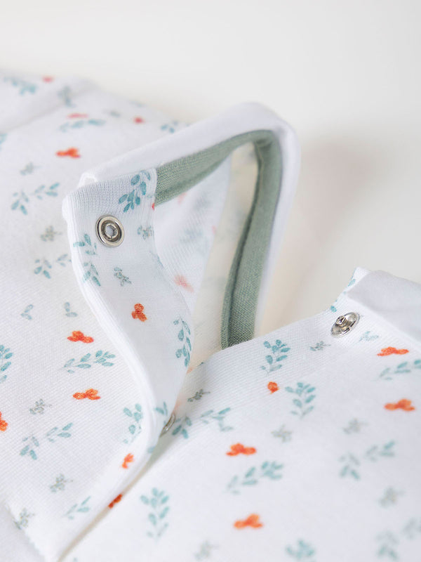 AOP SHORT SLEEVE BODYSUIT WITH PURE WHITE TWIG PRINT