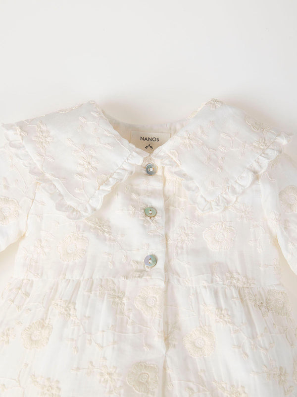 MAMELUCO SEDA BORDADA MAXI CUELLO MARFIL