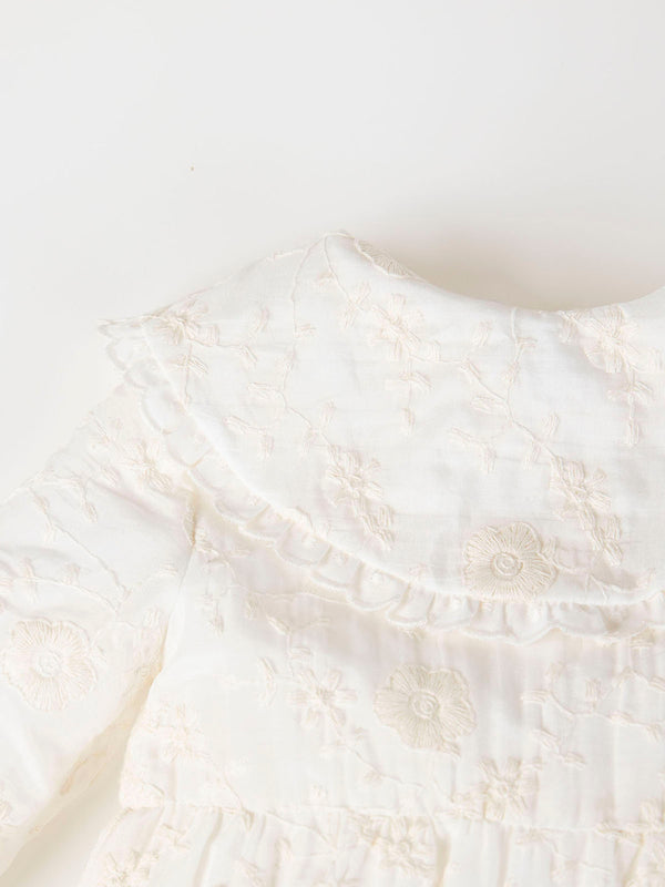 MAMELUCO SEDA BORDADA MAXI CUELLO MARFIL