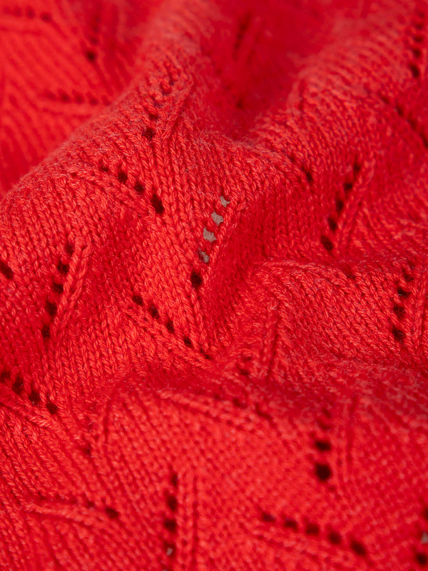 OPENWORK KNITTED JACKET WITH STRAWBERRY BUTTON