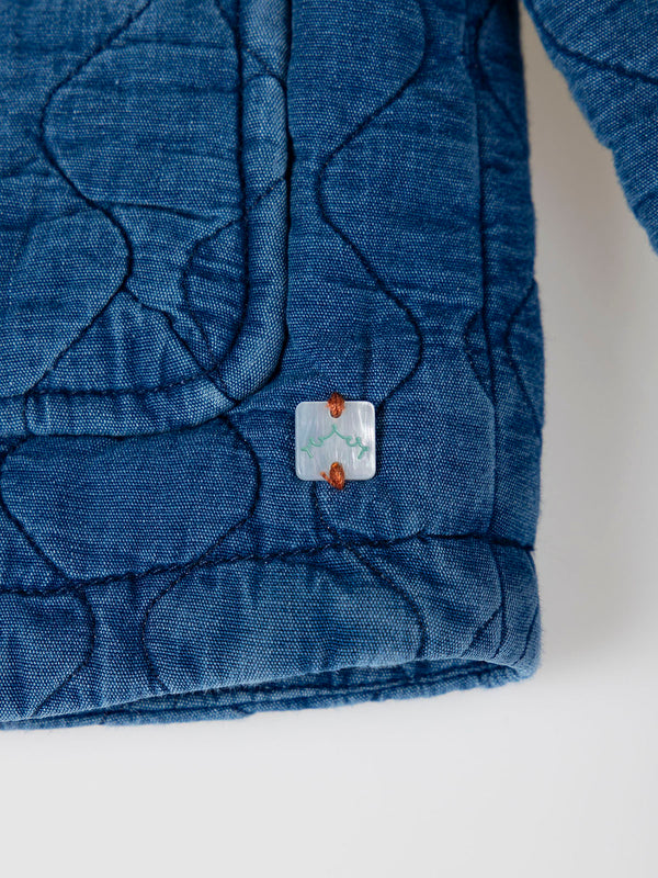 PADDED DENIM JACKET WITH BAMBULA LINING, MEDIUM BLUE