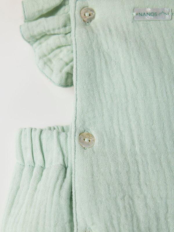 LIGHT GREEN BAMBULA RUFFLE STRAPS ROMPER