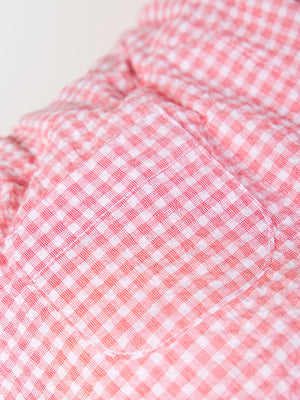 STRAWBERRY CHECK SEERSUCKER ROMPER