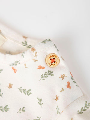 SHORT SLEEVE T-SHIRT WITH CREAM RUFFLE TWIG PRINT