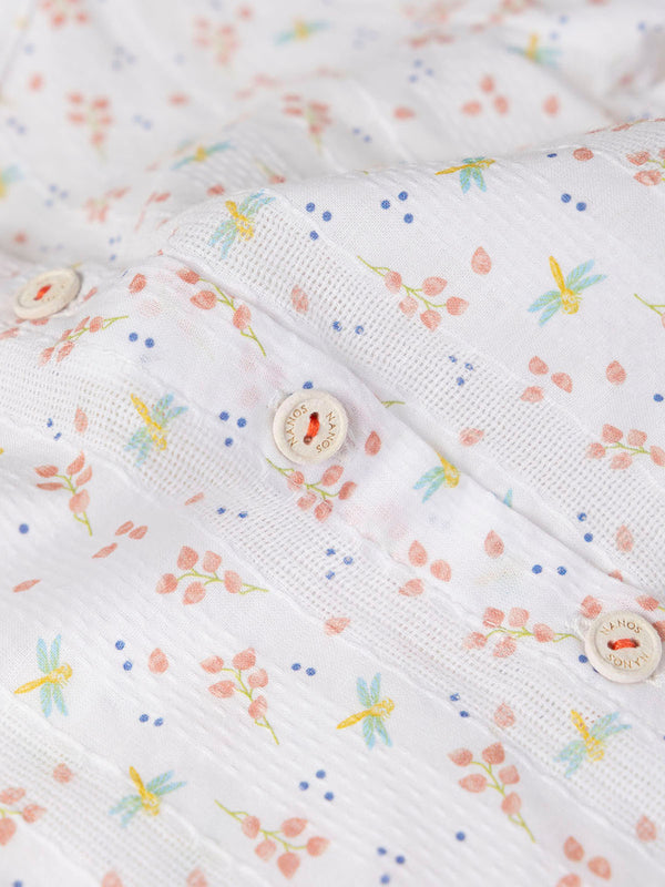 FANTASY FABRIC BLOUSE STRUCTURE PRINT DRAGONFLIES CREAM