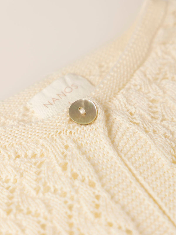 KNITTED JACKET WITH IVORY OPENWORK BUTTON