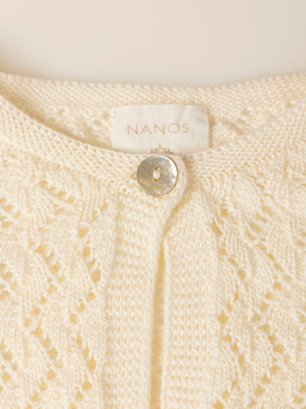 KNITTED JACKET WITH IVORY OPENWORK BUTTON