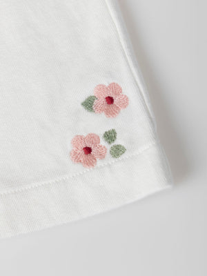 BEIGE LEG EMBROIDERED PLUSH PANTS