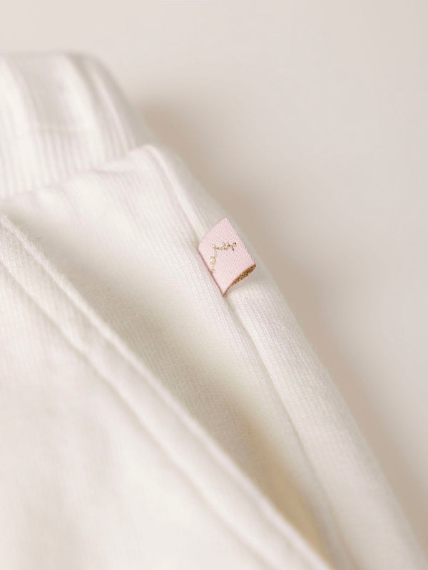 BEIGE LEG EMBROIDERED PLUSH PANTS