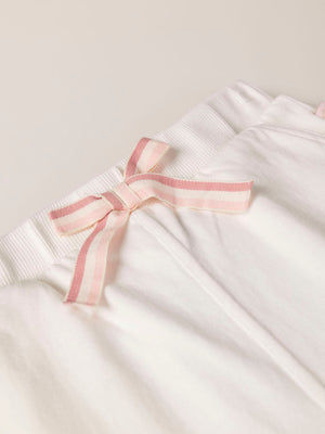 BEIGE LEG EMBROIDERED PLUSH PANTS