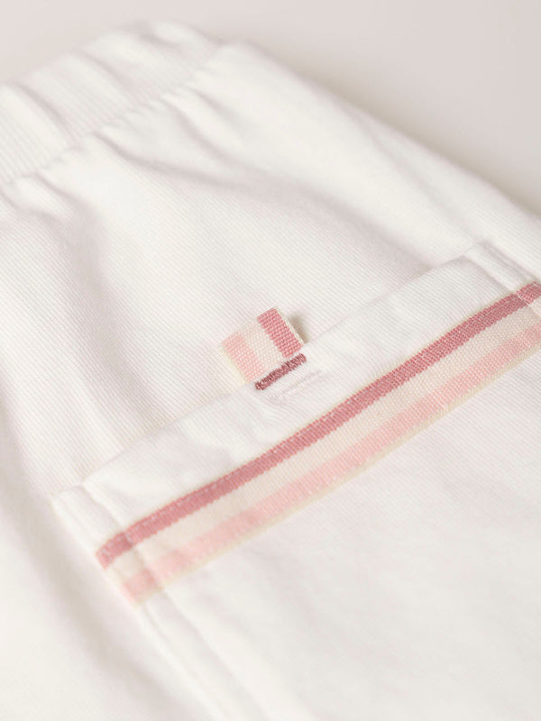 BEIGE LEG EMBROIDERED PLUSH PANTS