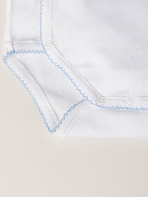 BLUE CROSSED LONG SLEEVE BODYSUIT