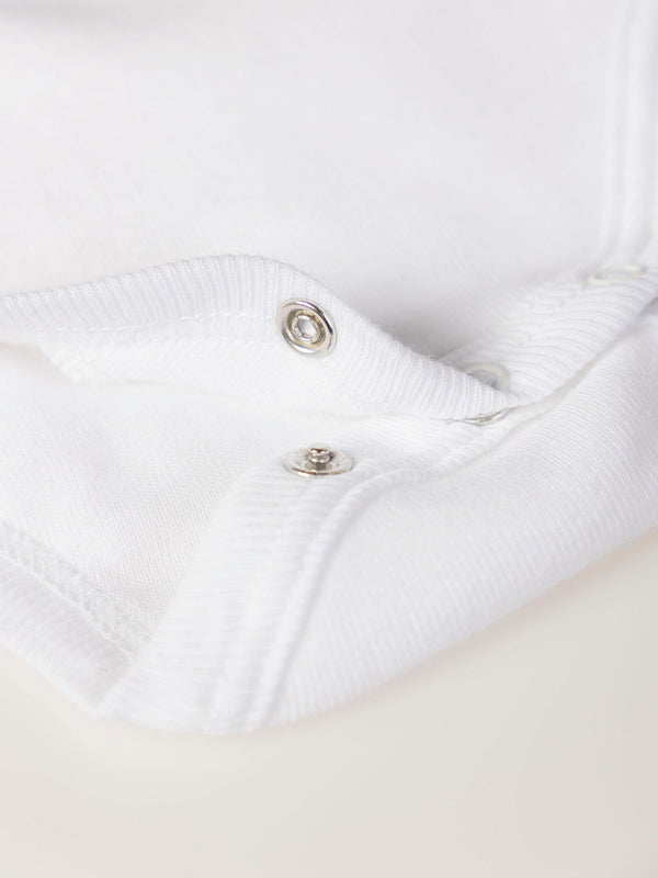 SHORT SLEEVE BODYSUIT WITH FLOWER PRINT NECK IN PURE WHITE