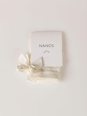 Calcetín perlé bebe lazo ceremonia blanco roto