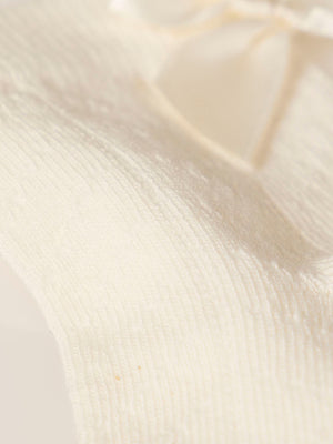 Calcetín perlé bebe lazo ceremonia blanco roto