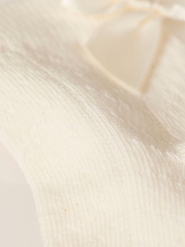 Calcetín perlé bebe lazo ceremonia blanco roto