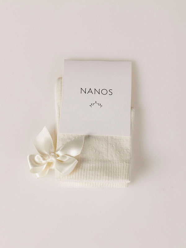 PERLÉ SOCK MINI BOW CEREMONY OFF-WHITE