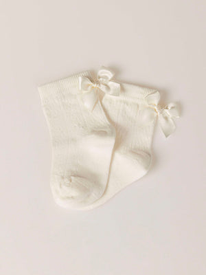 PERLÉ SOCK MINI BOW CEREMONY OFF-WHITE