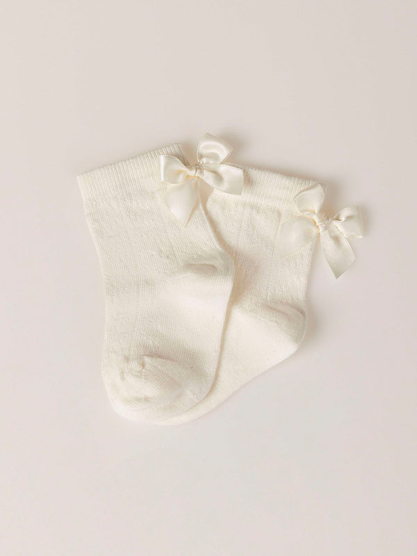 PERLÉ SOCK MINI BOW CEREMONY OFF-WHITE