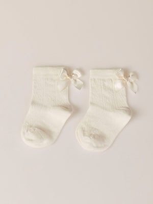 PERLÉ SOCK MINI BOW CEREMONY OFF-WHITE