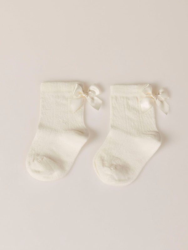 PERLÉ SOCK MINI BOW CEREMONY OFF-WHITE