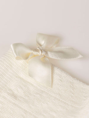 PERLÉ SOCK MINI BOW CEREMONY OFF-WHITE