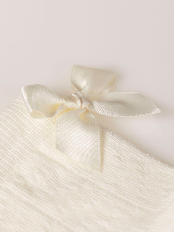 PERLÉ SOCK MINI BOW CEREMONY OFF-WHITE
