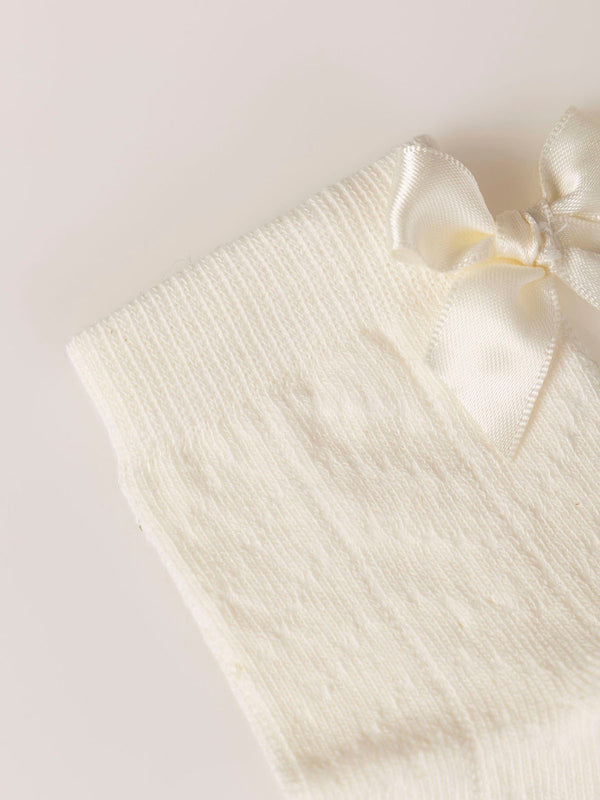 PERLÉ SOCK MINI BOW CEREMONY OFF-WHITE