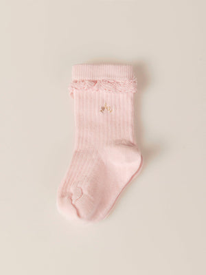 PINK CREAM RIBBED SOCKS