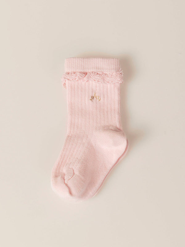 PINK CREAM RIBBED SOCKS
