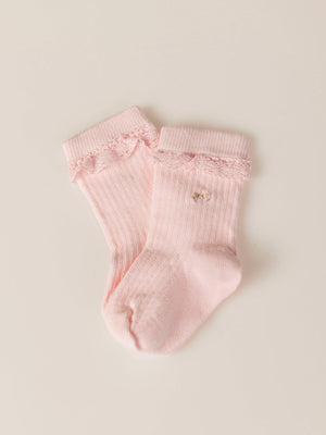 PINK CREAM RIBBED SOCKS