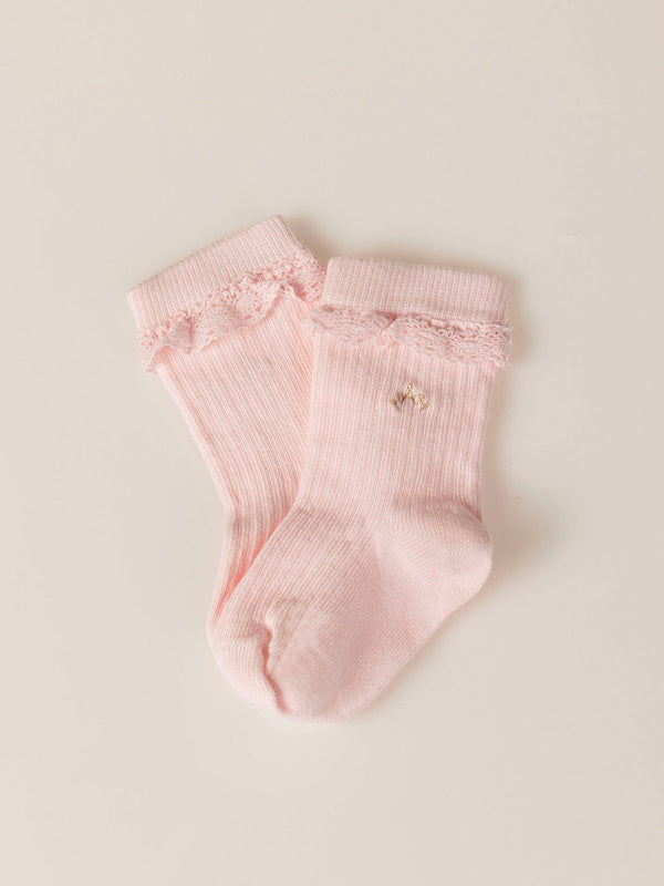PINK CREAM RIBBED SOCKS