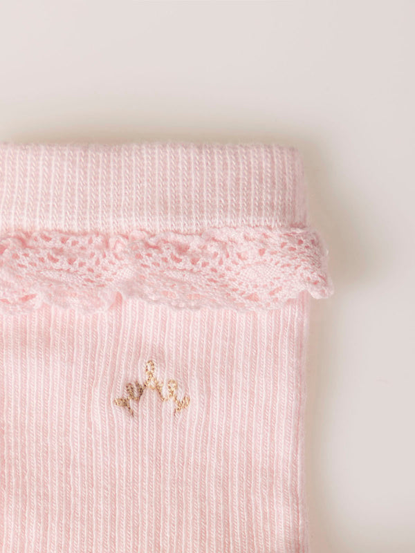 PINK CREAM RIBBED SOCKS