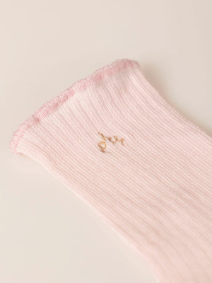 PINK OVERLOCK BABY SOCKS