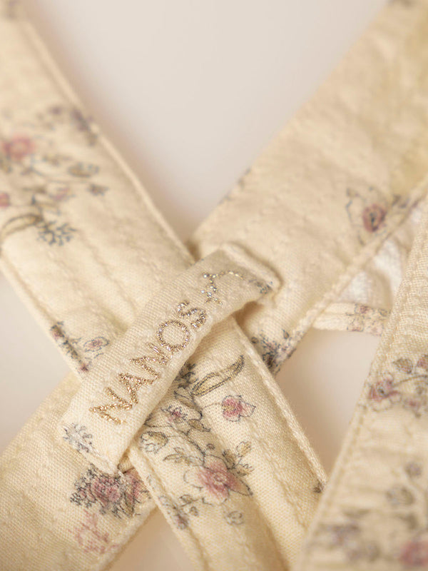 CREAM FLOWER PRINT ROMPER WITH STRAPS