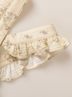 CREAM FLOWER PRINT ROMPER WITH STRAPS