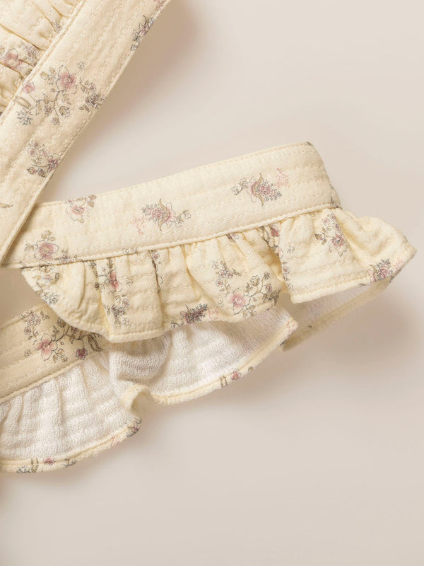 CREAM FLOWER PRINT ROMPER WITH STRAPS