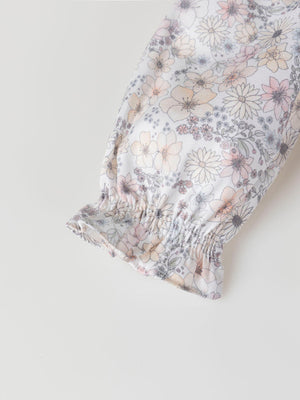 PINK HONEYCOMB FLOWER PRINT BLOUSE