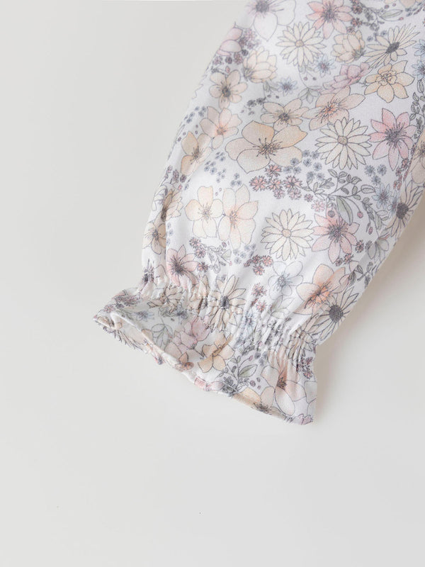 PINK HONEYCOMB FLOWER PRINT BLOUSE