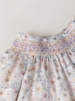 PINK HONEYCOMB FLOWER PRINT BLOUSE