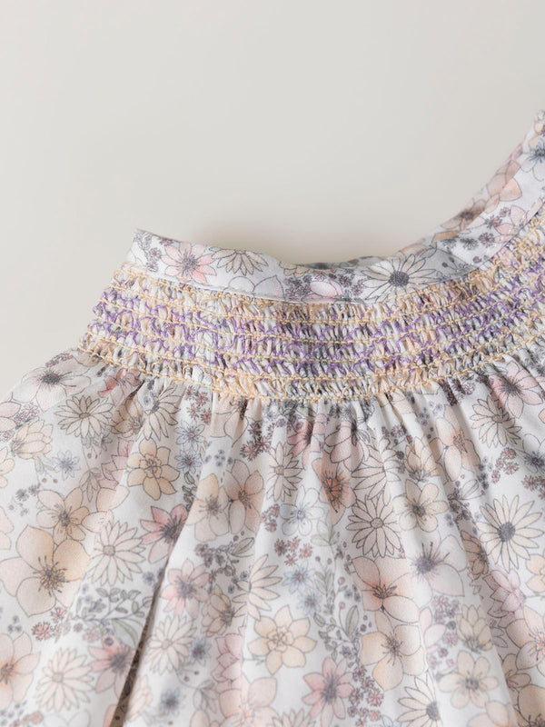 PINK HONEYCOMB FLOWER PRINT BLOUSE