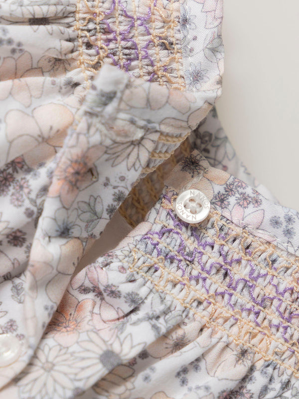 PINK HONEYCOMB FLOWER PRINT BLOUSE