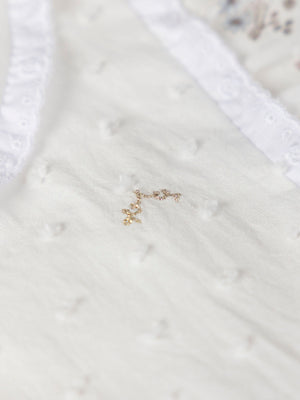 CREAM FLOWER PRINT RUFFLED BLOUSE