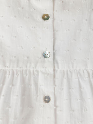 CREAM FLOWER PRINT RUFFLED BLOUSE