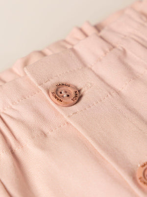 PINK HIGH WAIST CANVAS PANTS WITH PLEATS