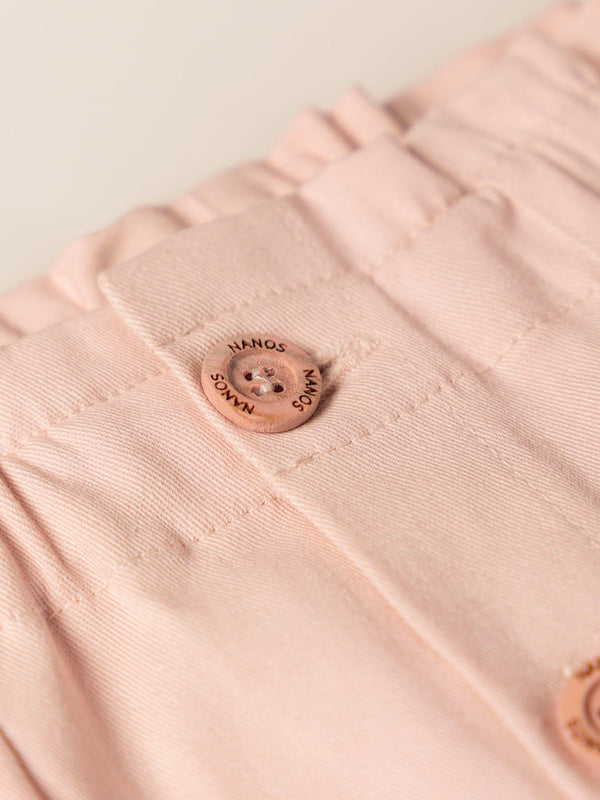 PINK HIGH WAIST CANVAS PANTS WITH PLEATS