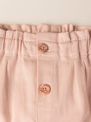 PINK HIGH WAIST CANVAS PANTS WITH PLEATS